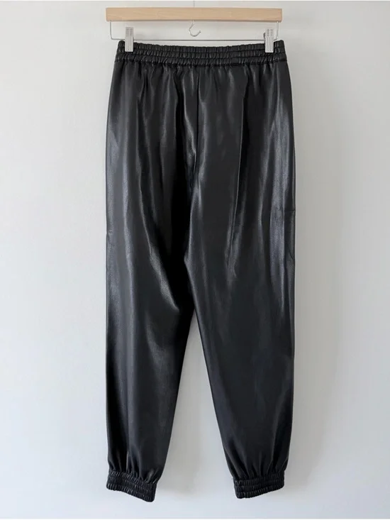Babaton Faux Leather Jogger Pants Black High Rise Elastic Waist Size XS - Picture 10 of 15